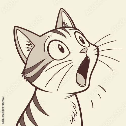 Cartoon tabby cat with surprised expression