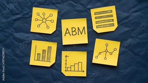 Account Based Marketing, ABM strategy, business growth, marketing analytics, yellow sticky notes