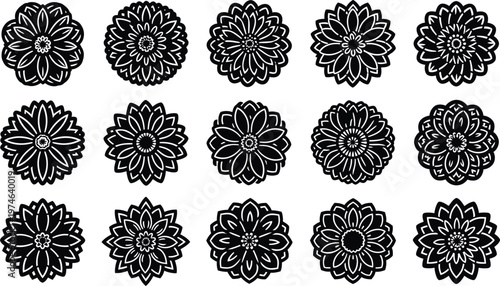 Black and white floral flowers patterns