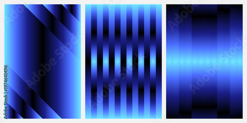 Futuristic abstract posters with bright cobalt blue gradient colors. blue gradient backgrounds with sharp shadows and glowing light, modern cover design for wall art. creative vector illustration