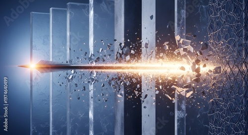 Futuristic Laser Break Through Glass Wall
