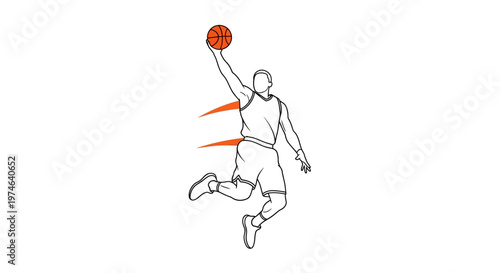 Simple outline illustration of a basketball player shooting the ball. Minimalist vector style ideal for modern sports graphics.