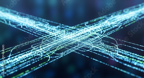 Futuristic Light Trails Crossing Over Dark Background