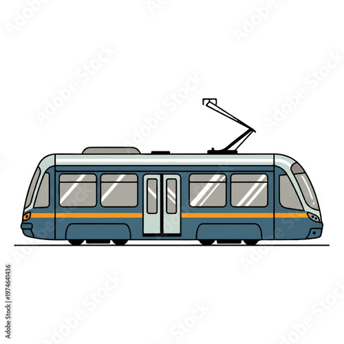 Modern Electric Tramway Transportation System on a White Background Illustration