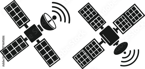 Satellite network illustration communication and solar power in space