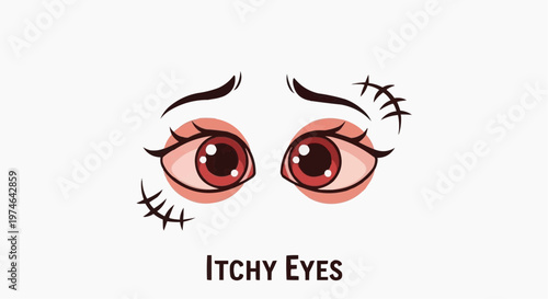 Allergy Icons Set – Allergic Reaction, Sneezing, Itchy Eyes, Rash, Swelling Vector Collection