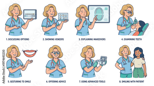 Dental Care Healthcare Professional Character Set Medical Poses and Activities Collection