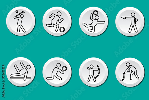 Sport Line Editable Icons set. Sport icons Pixel perfect. Contain baseball, basketball, soccer, and other sports