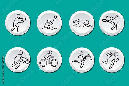 Sport Line Editable Icons set. Sport icons Pixel perfect. Contain baseball, basketball, soccer, and other sports