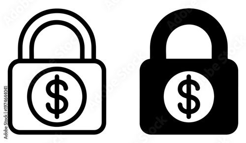 dollar lock money security icon set vector