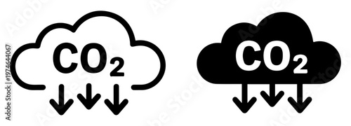 carbon co2 reduction cloud eco icon set