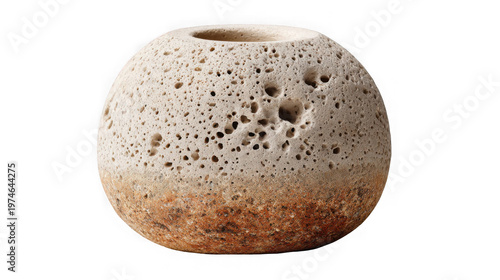 A close-up view of an ancient, weathered ceramic vase with a unique texture and earthy tones.