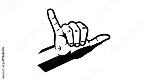 Hand gesture forming the letter L in American Sign Language, isolated on white