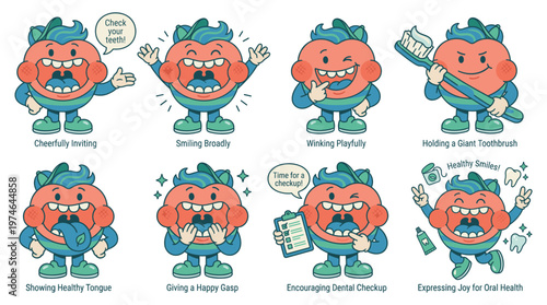 Vibrant Character Set for Dental Care & Healthcare Medical Poses and Activities Collection