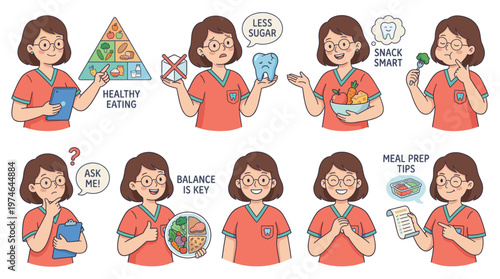 Character Set Collection of Healthcare Medical Professional Poses and Dental Care Activities