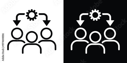Quadro em tela Business icons showing a gear with arrows pointing to people