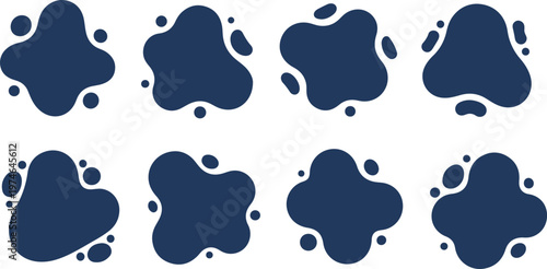 Vintage vector illustration set of colorful water drop shapes and splash elements for a decorative scrapbook border or label design