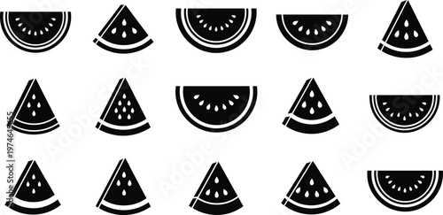 Black and white watermelon slice slices fruit
