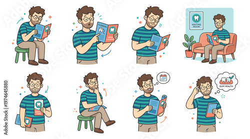 Character Set Patient Poses & Activities in Dental Care and Medical Healthcare