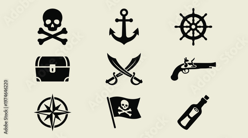 Pirate symbols and icons set.