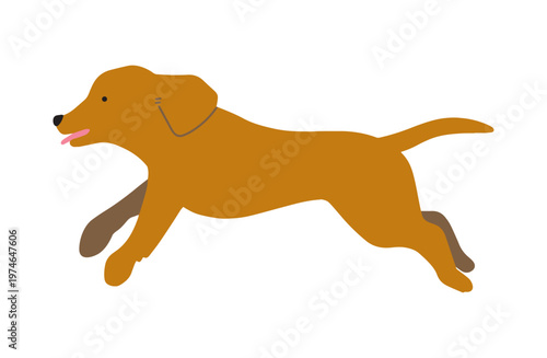 走るダックスフンド　犬イラスト
