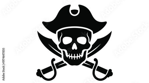 Pirate skull symbol with crossed swords.