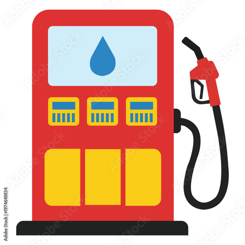 Gas Station Pump Illustration: A vibrant illustration of a gas station pump, a symbol of modern transportation and the energy industry. Featuring a classic design, it represents fuel and service.