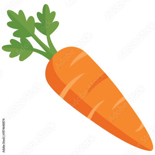 Vibrant Carrot: An eye-level shot captures a fresh, appetizing carrot, showcasing its vivid orange hue and lush green leaves against a minimalist backdrop.