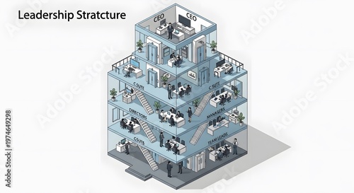 Layered Office Building Diagram Showcasing Leadership Structure