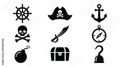 Pirate symbols and icons set.