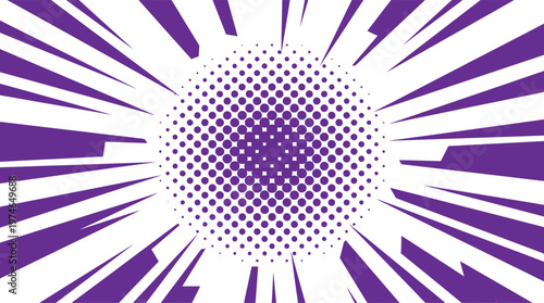 Vibrant purple comic book explosion effect.