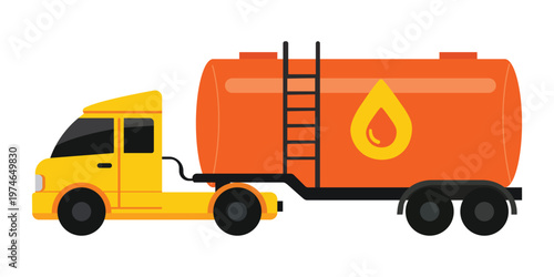 Oil Tanker Transportation: A vibrant illustration showcasing an oil tanker truck, essential for the transport of petroleum and fuel across the country.