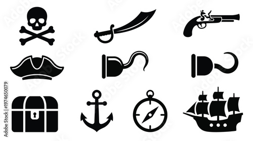 Pirate symbols and icons set.
