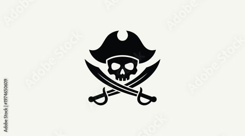 Pirate skull symbol with crossed swords.