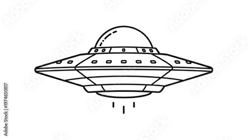 A vector CAD design of a flying saucer spaceship in the air.