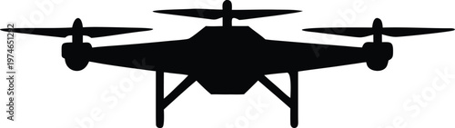 Modern drone quadcopter silhouette vector illustration icon