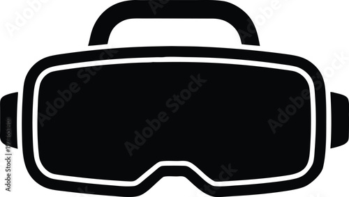 Minimalist black virtual reality VR headset vector icon