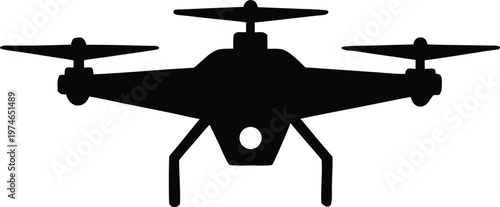 Black quadcopter drone silhouette vector illustration