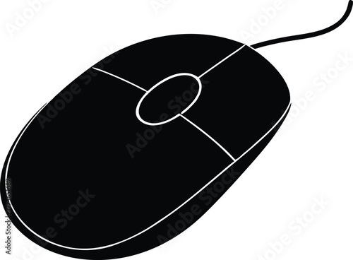 Simple black wired computer mouse vector illustration