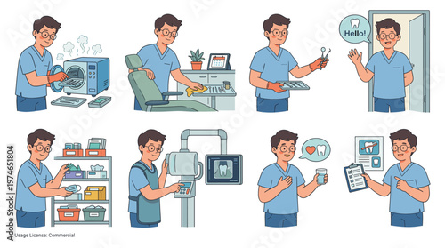 Comprehensive Character Set of Dental Care Healthcare Medical Poses and Activities Collection