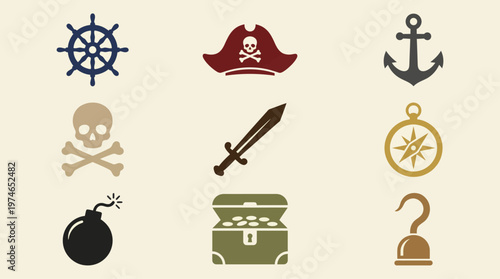 Pirate symbols and icons collection.