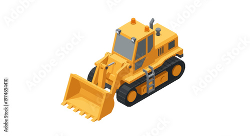 Yellow bulldozer with a front loader and tracks, conceptual illustration for construction and industry