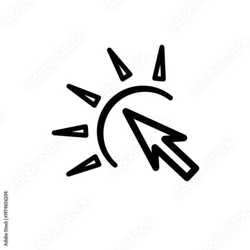 Malicious click icon, dangerous action and cyber threat concept isolated on transparent background