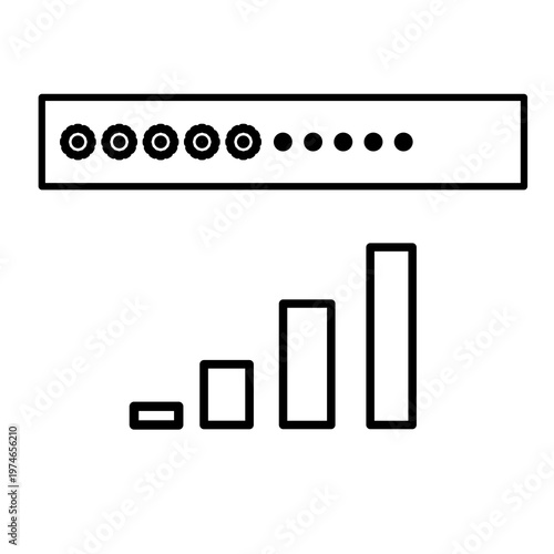 Password strength indicator icon, security level and protection status concept isolated on transparent background