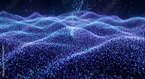 Vibrant Blue Purple Wave Field of Dots