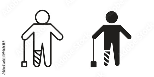 Man with broken leg icon design vector. Flat and line vector Icon Design