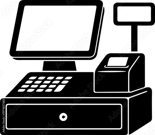 Cash Register POS Machine Flat Illustration