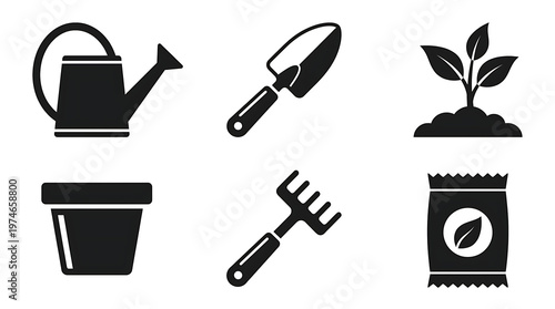 gardening tools icon set