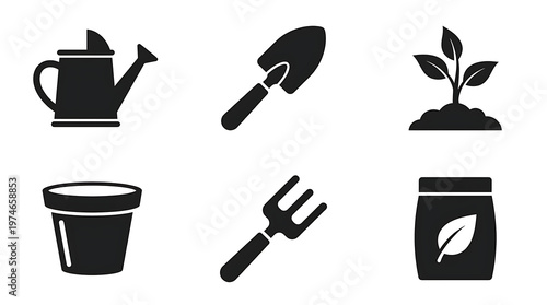 gardening tools icon set