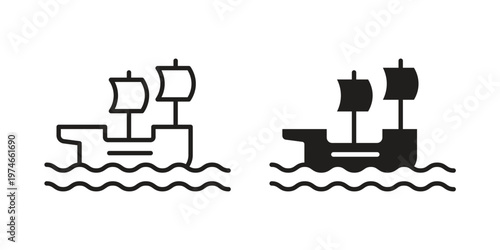 Pirate ship icon design vector. Flat and line vector Icon Design